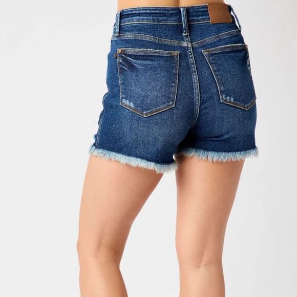 JUDY BLUE ~ High Waist Rigid Magic Fray Hem Shorts! Sz S US 1/3 28” W - Picture 4 of 10